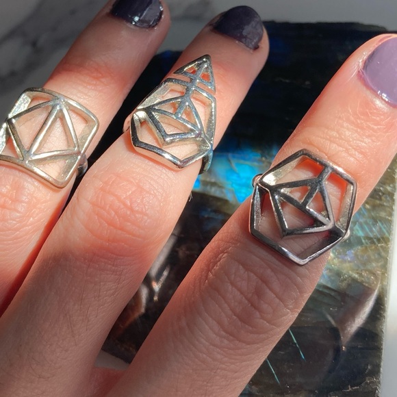 Set of Three Geometric Knuckle Rings - Picture 4 of 4